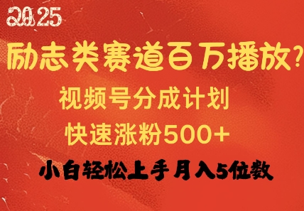 励志类赛道也能百万播放，快速涨粉500+视频号变现月入过W-慧创网