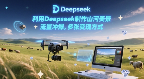 利用Deepseek制作山河美景，流量冲爆，多张变现方式-慧创网