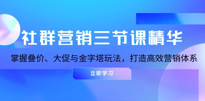 社群营销三节课精华：掌握叠价、大促与金字塔玩法，打造高效营销体系-慧创网