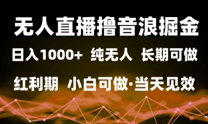 无人直播撸音浪掘金，日入1k+，纯无人红利期，小白可做，当天见效【揭秘】-慧创网