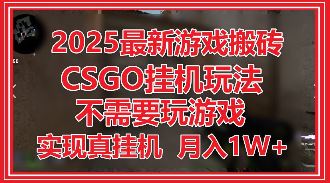 （14743期）2025最新游戏搬砖，CSGO挂机，不需要玩游戏，实现真挂机，月入1W+-慧创网