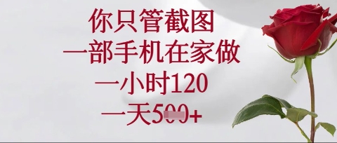 你只管截图，一部手机在家操作，一小时120.一天5张【揭秘】-慧创网