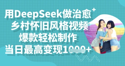 用DeepSeek做治愈乡村怀旧风格视频，爆款轻松制作，当日最高变现多张-慧创网