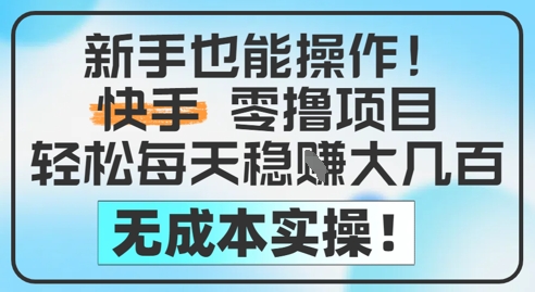 新手也能操作，快手零撸挣米，轻松每天挣2-5张，完全无成本-慧创网