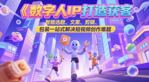 数字人IP打造获客变现实操课，智能选题、文案、剪辑、包装一站式解决短视频创作难题-慧创网