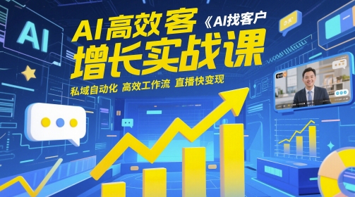 AI高效获客增长实战课，​AI找客户 私域自动化 高效工作流 直播快变现-慧创网